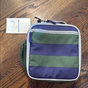 Pottery Barn Kids Striped Navy and Olive Fairfax Lunch Bag- New with Tags